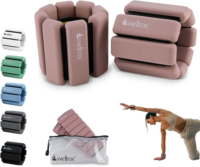 Wellrox Weighted Bangles – Adjustable Ankle and Wrist Weights for Women & Men – Set of Ankle Weights 2 lbs (1 lb Each Wrist Weight) | Weighted Arm Bands for Pilates, Yoga, Running & Walking