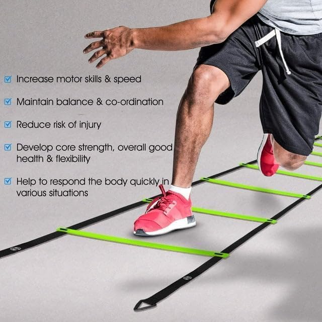 Yes4All Agility Ladder – Adjustable Speed & Agility Training Equipment for All Ages – Durable, Portable, Multiple Combo Sets Available