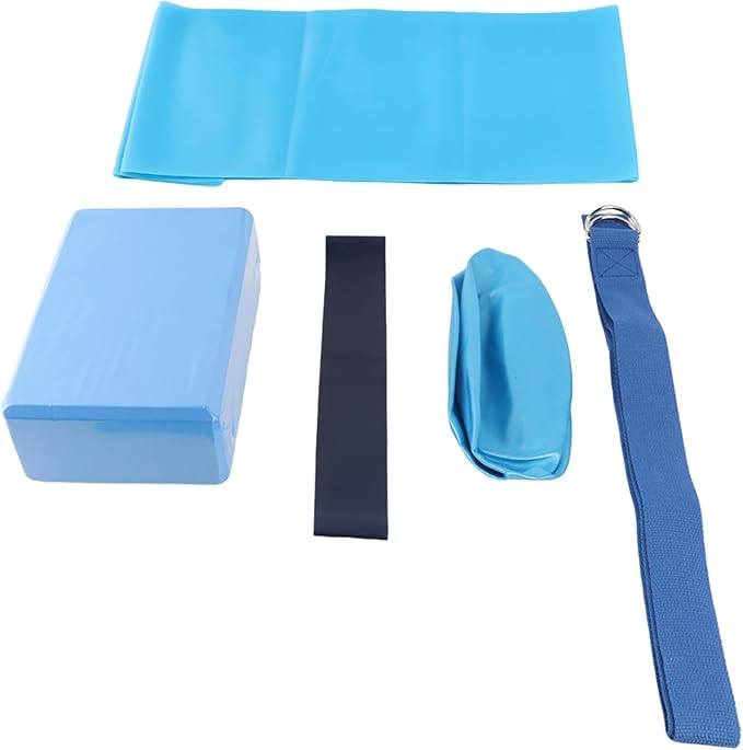 5Pcs Yoga Set, Yoga Blocks with Stretch Belt, Latex Towel, and Yoga, Complete Workout Kit for Home Gym, Yoga and Pilates, Includes EVA Foam Block,