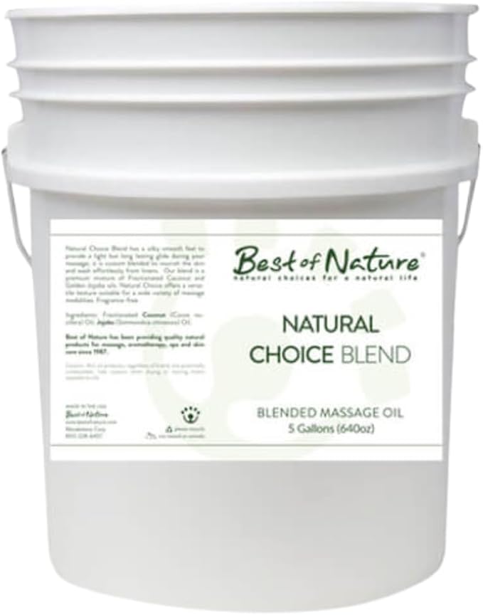 Best of Nature Natural Choice Blend Massage Oil – Professional-Grade, Lightweight & Non-Greasy Moisturizing Oil for Massage Therapy, Spa & Home Use, 5 Gallon Pail (640 fl oz)