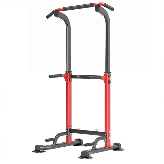 Power Tower Pull Up Bar Station, Pull Up Rack Dip Station for Home Gym, Height Adjustable Home Strength Training Fitness Workout Equipment for Beginners Under 6 Feet Tall