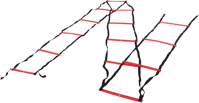 7M 14 Rung Agility Ladder, Fixed Distance PP Material Training Equipment with Angle for Soccer Football Fitness Speed Training