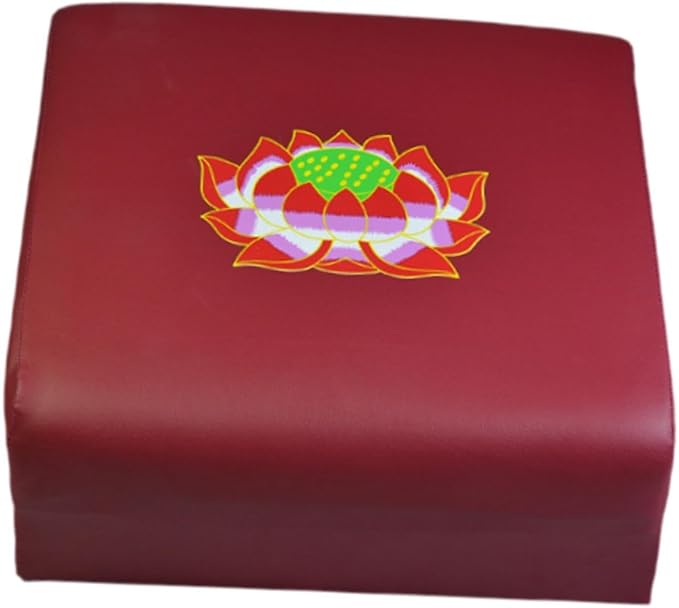 Colaxi Meditation Bench Prayer Cushion for Knees Portable Wooden PU Leather Kneeler Pad Kneeling Stool Meditation Cushion for Indoor