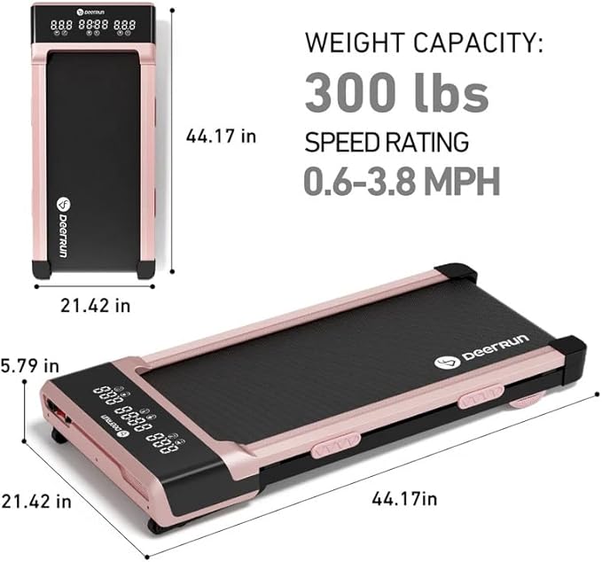 DeerRun Walking Pad Treadmill with Incline, 12% Auto Incline Under Desk Treadmill, 3.0 HP, 300 lb Capacity, Portable Treadmill for Home Office, Remote & App Control
