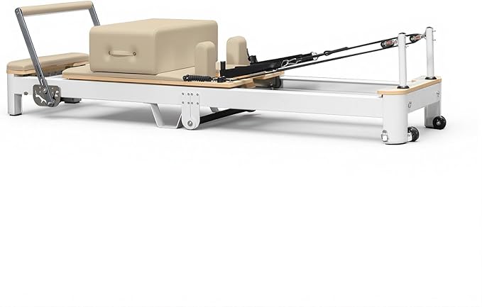 Foldable Pilates Reformer & Equipment - Pilates Reformer Workout Machine for Home Gym with Reformer Accessories, Reformer Box, Padded Jump Board - Up to 300 lbs Weight Capacity