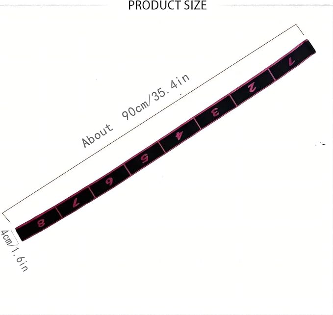 Fitness Resistance Band for Stretching and Yoga, Number Stretch Resistance Band with Clear Markings, 8-Section Elastic Training Bands for Yoga, Stretching, Pilates, Fitness