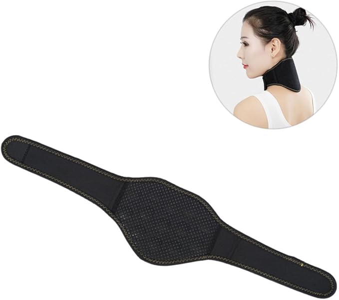 FRCOLOR Self Heating Neck Massager Band Magnetic Therapy Neck Guard for Relief Relaxation Portable Lightweight for Home Outdoor Use Black