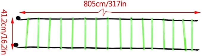 plplaaoo Football Training Ladder Soccer Agility Speed Ladder with 16 Adjustable Heavy Duty Rungs for Football Rugby Tennis Baseball Sports Yellow Red Green 800cm