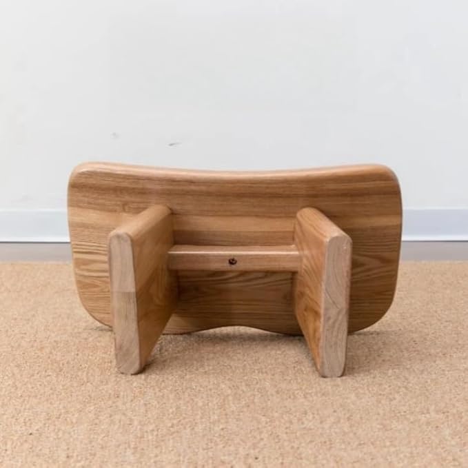 Luxurious Butterfly Meditation Bench Solid Oak Wood Wooden Kneeling Ergonomic Seiza Seat Yoga Stool Seiza Prayer Bench (Natural Finish)