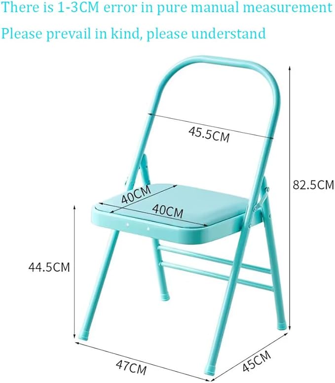 Pilates Yoga Chair,Iyengar Auxiliary Chair,Yoga Auxiliary Chair Backless Yoga Chair Anti-Slip,Stable with Non-Slip Feet Covers,Metal Folding Chair,Blue-Routine
