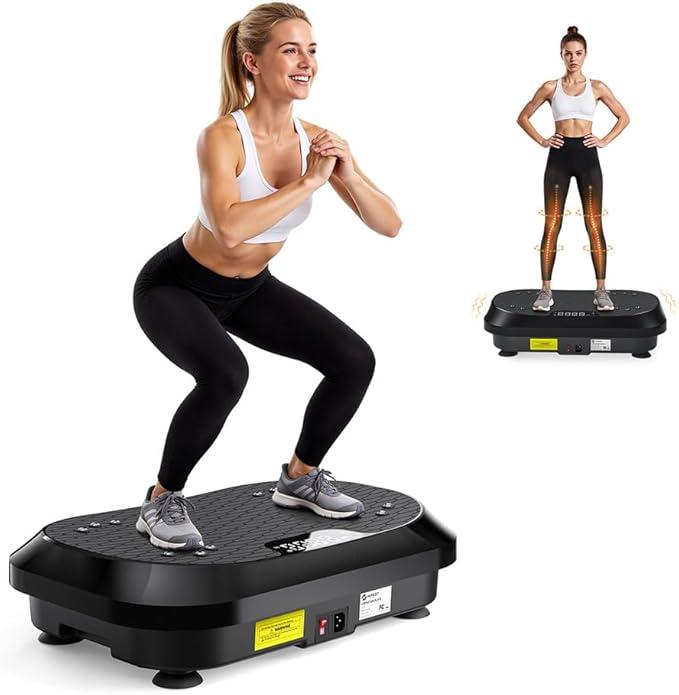 Vibration Plate Exercise Machine, Vibrating Plate for Lymphatic Drainage Weight Loss with 200 Power Motor, Shake Plate with 120 Adjustable Speeds, Whole Body Vibration Platform Machines for Women Men