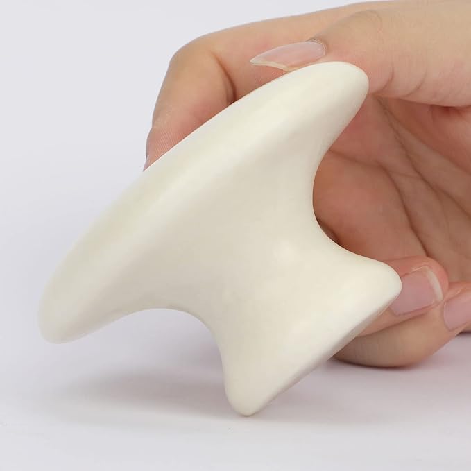 gemshan Guasha Massage Tool Mushroom Shape Natural Jade Stone for Body Face for Essential Massage Spa Massage Therapy