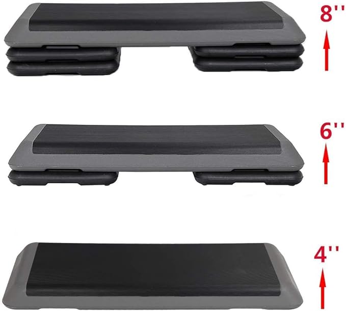 Smartxchoices 43 Inch Aerobic Stepper Adjustable Exercise Workout Step Platform Bench with 4 Risers 4" - 6" - 8" Height for Home Gym Fitness Training High Step Aerobics Platform
