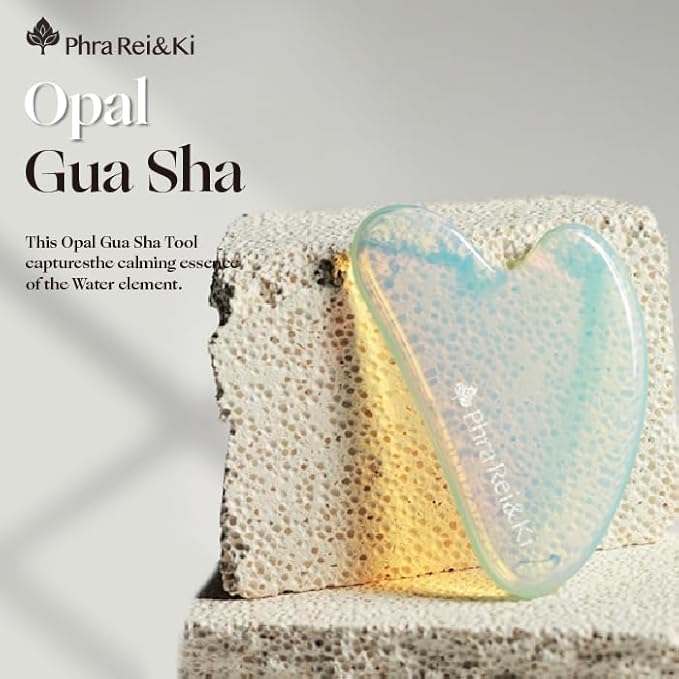 Phra Rei&Ki] Gua Sha Facial Tools, Customed Natural Jade Stone, Gua Sha Tool for Face, Manual Massage Tool for Jawline Sculpting, Puffiness Reducing and Face Lifting, Massager for Skin-Care