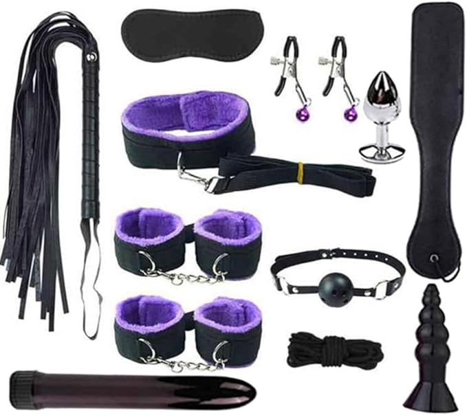 Bed Straps ， 12 Purple Leather Adjustable Fitness Sets, Original Couple Gifts, Fitness Yoga Pilates Sets