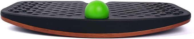 Balance Board for Standing Desk, Wooden Wobble Board with Slidable Ball for Office Work, Anti-Fatigue Foot Massage Board to Relieve Fatigue, Adult Use up to 300 lbs, Black
