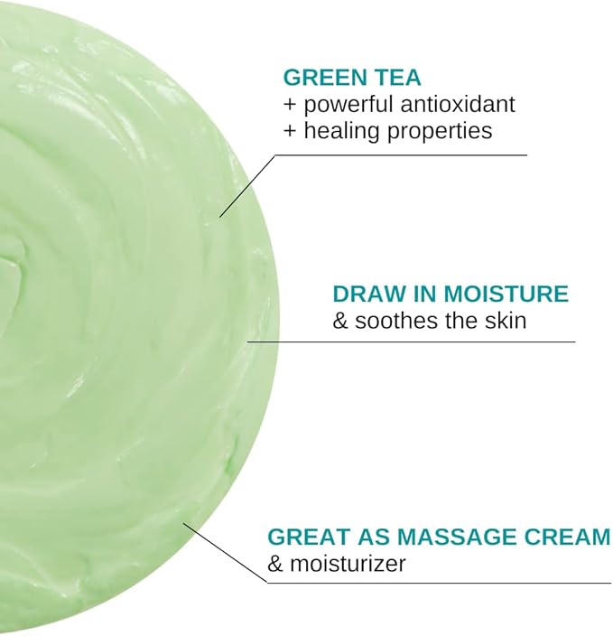 BODIPURE Green Tea Massage Cream - Rich in Antioxidants to Rejuvenate Dry Skin - Skin Moisturizing, and Relaxing Sore Muscles, 8.46 Ounce