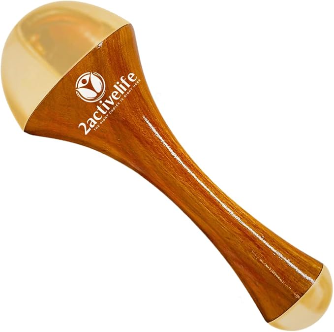 Ayurvedic Kansa Wand Massager, Dual-Sided Bronze Face Massage Tool with Teak Wood Handle, for Face Yoga, Neck & Under Eye Massage, Travel Size, Pack of 1