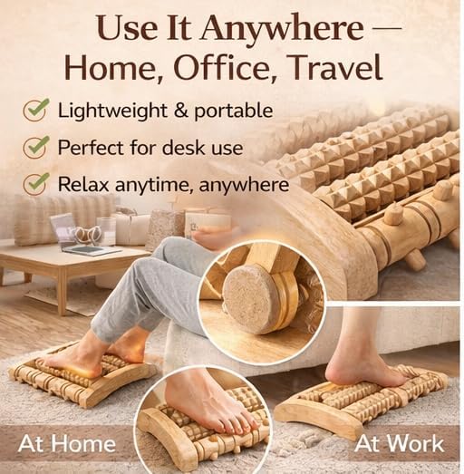 Brookstone Foot Massager for Neuropathy & Plantar Fasciitis Relief - Wooden Foot Roller Massager, Neuropathy Pain Relief for Feet - Mom Gifts for Women Portable for Home or Travel