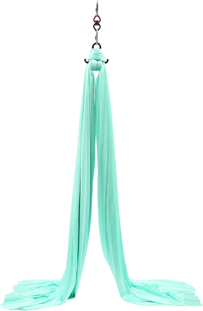 16.4FT 5 m Aerial Yoga Swing Sling Strong Yoga Hammock Kit, Aerial Silks Equipment Set, 440.92 Max Load Capacity, Green