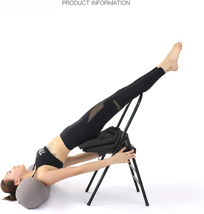 Pilates Yoga Chair, Professional Iyengar Auxiliary Chair, Yoga, Hardened and Thick Yoga Folding Chair, Solid Anti-Slip, Stable and Durable, Black,Blac