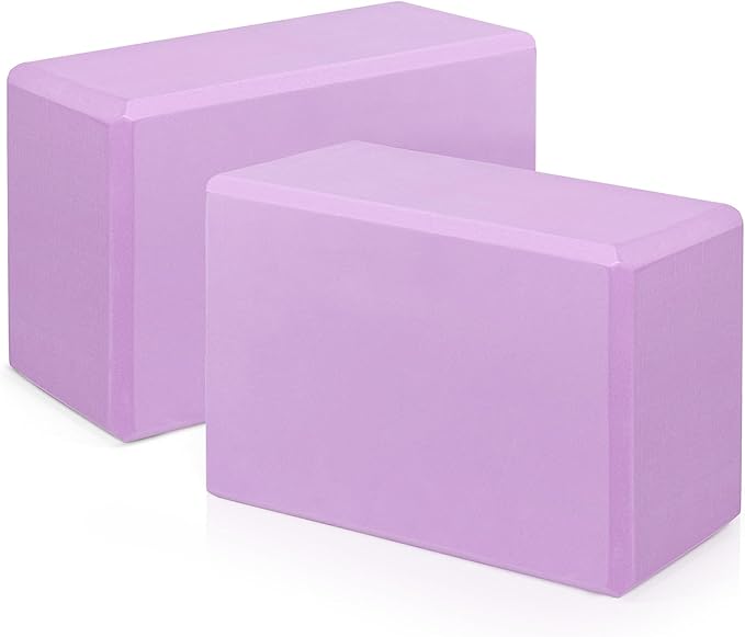 Yoga Blocks 2 Pack 9x6x3 Inches, Sturdy Foam Yoga Block, Premium EVA, Non Slip High Density for Pilates Meditation, Stretching and Toning
