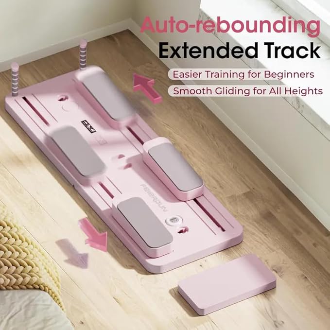 Multi-Functional Pilates Board, Foldable Home Pilates Reformer, Ab & Core Strength Workout Equipment, 300LBS Capacity, Pink, 47.1 x 16 x 3 Inches
