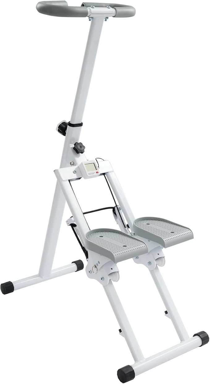 Folding Vertical Stair Stepper for Home Use, Cardio Full Body Workout Machine with LCD Monitor | 220 LBS Max Capacity, 3-Level Adjustable Anti-Slip Pedals| Portable Stair Climber for Home Gym