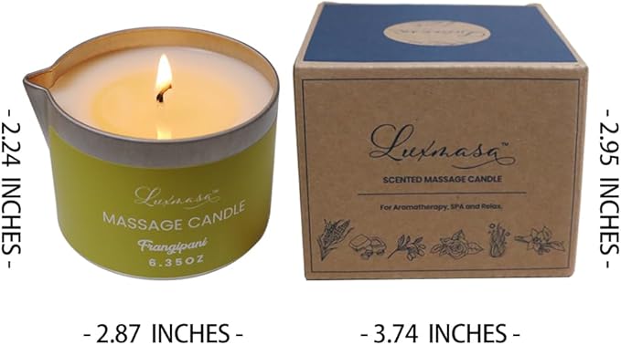 Massage Candle for Body Treatment-Jojoba Oil Infused Nourishing Lotion Candle Gift 6.35OZ (Frangipani Scent)
