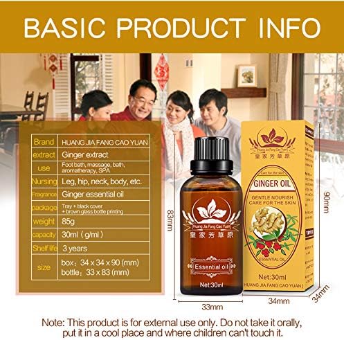 3 Pack Lymphatic Drainage Ginger Oil, Ginger Massage Oil to Promote Blood Circulation,Suitable for Body Massage。