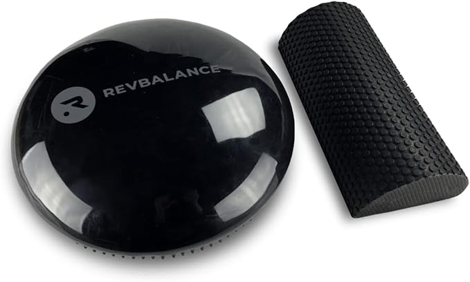 Revbalance Adjustable Wobble Cushion and High Density Rocker Combo for Balance Training, Recovery, and Physical Therapy