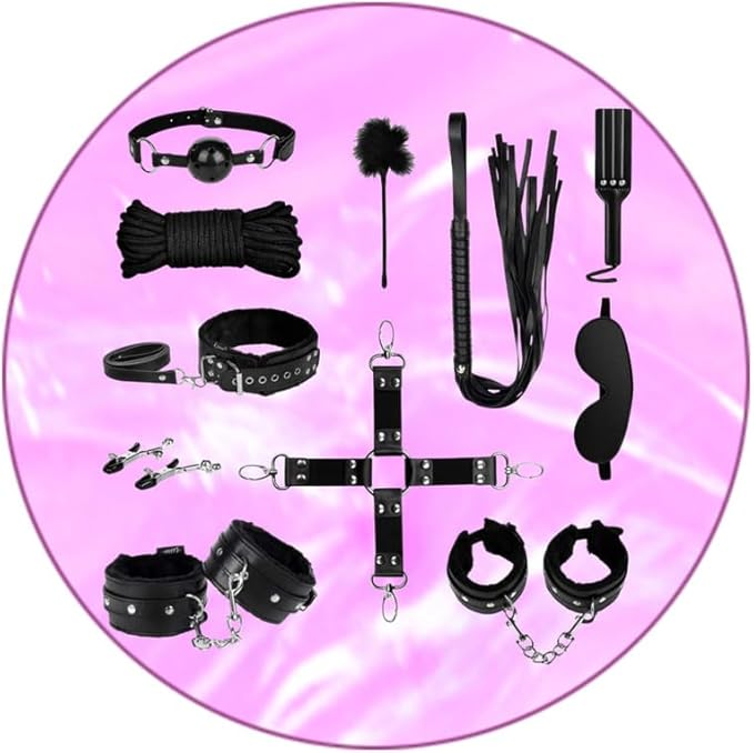 Delicate Plush Stretching Belt Set+Cute Hip Accessories, Multi Functional 11 Piece Set for Bed Putra (Black) - Y6