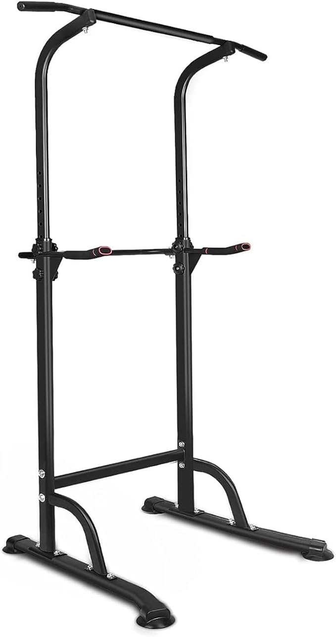 Power Tower Workout Dip Station Pull Up Bar, Height Adjustable Multi-Function Dip Stand for Home Gym, Strength Training Fitness Equipment