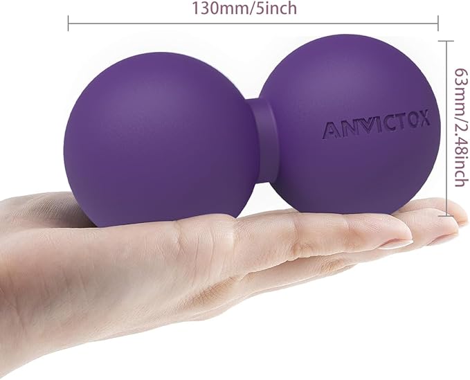Peanut Massage Ball,Double Lacrosse Ball for Neck and Back,Medium Density Myofascial Release Massager Ball for Deep-Tissue Massage Muscle Knots Yoga Therapy(Purple)
