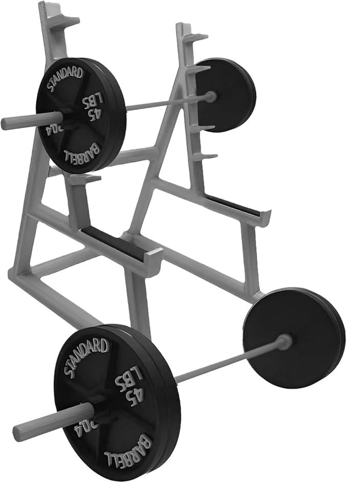 EKDJKK Squat Rack Pen Holder, Modern A-Frame Style, Gray Plastic, Fun Desk Gym Decor with Weights & Barbells
