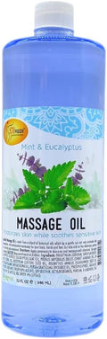 SPA REDI - Massage Oil, Mint Eucalyptus, 32 Oz - Professional Full Body Massage Therapy, Manicure, Pedicure - Relax Sore Muscles and Repair Dry Skin, Enhanced with High Absorption Oils and Vitamin E