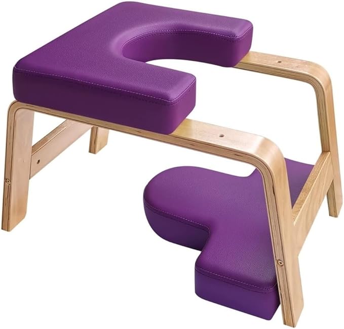 Yoga Headstand Bench, Meditation Stool for Adults, Handstand & Pilates Chair, Yoga Auxiliary Chair, Headstand Support Stool(Purple)