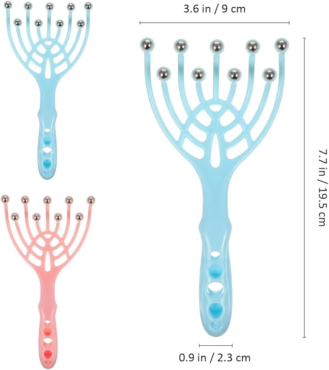 SAFIGLE Handheld Scalp Massager with 9 Claws and Rolling Balls for Deep Head Massage and Stress Relief Compact Portable Tool for Hair Stimulation and Full Body Relaxation at Home or Office