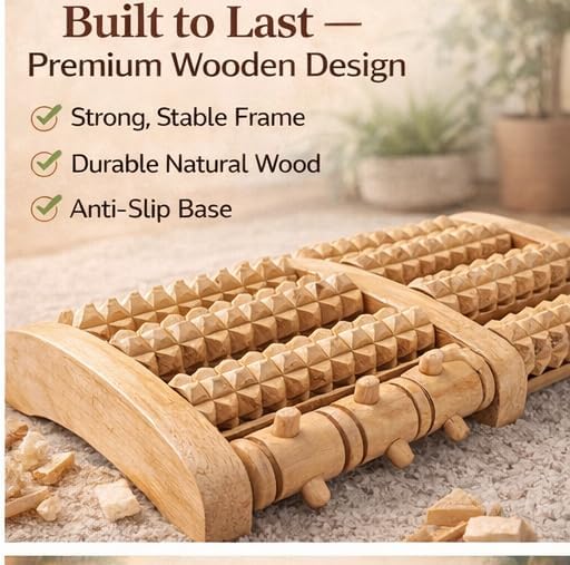 Brookstone Foot Massager for Neuropathy & Plantar Fasciitis Relief - Wooden Foot Roller Massager, Neuropathy Pain Relief for Feet - Mom Gifts for Women Portable for Home or Travel