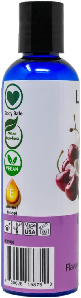 Lick Cherries and Cream Indulgence Flavored Massage Oil – Romantic, Sweet, Non-Sticky, Couples, 4 oz