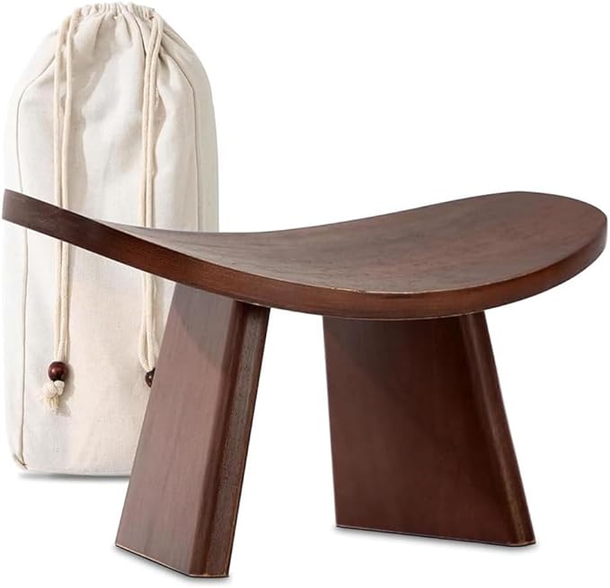 Bench,Meditation Bench Ergonomic Wooden Meditation Kneeling Stool with Travel Bag for Yoga, Prayer, Travel, Mindfulness, Zen Practice ﻿(Medium)