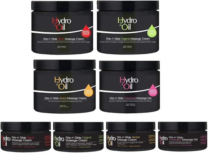 Hydro 2 Oil Unscented Massage Gel 3.4 fl oz - Water Dispersible Formula with Jojoba and Grapeseed Oil Enriched with Vitamin E