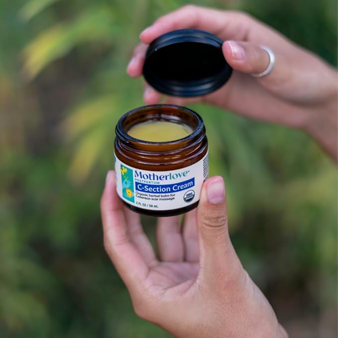 Motherlove C-Section Cream (2 oz) Organic Herbal Balm for Cesarean Scar Massage