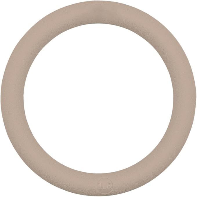 Weighted Pilates Ring 5lb, Cast Iron Core with Silicone Cover, Cream Tea Color, Portable Fitness Circle for Strength Training & Yoga