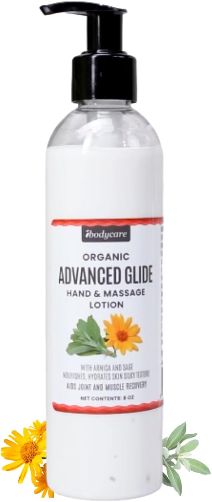Advanced Glide Massage Lotion with Arnica and Sage Professional Massage Cream for Muscle Relief Hydrating Hand and Body Lotion 8 oz (8 Oz)