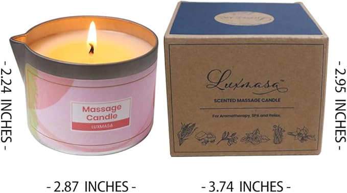 Soybean Wax Scented Massage Oil Candle for Home SPA Treatment- Natural Warm Body Lotion Candle for Stress Relief- Moisturizing Massage Wax Candle 6.35OZ (Pink Marshmallow Scent)