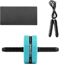 Cabilock Ab Roller Wheel Core Exercise Fitness Roller with Knee Pad and Jump Rope Set for Home Gym Workout, Silent Blue Exercise Wheel for Strength Training and Abdominal Muscle Building