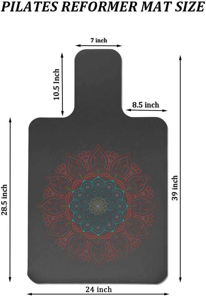Non-Slip Pilates Reformer Mat Cover for Pilates Reformer Machine Equiment Extra Thick 1.5mm, 39 * 24inch,Mandala Flower Pantern