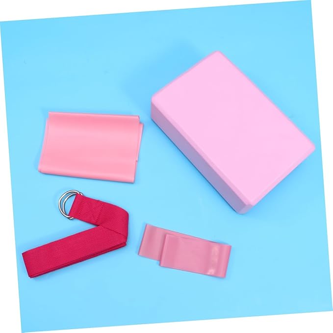 4pcs Yoga Tool Kit Yoga Brick Latex Pull Towel Stretch Band Resistance Ring for Stretching Home Gym