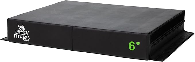 Champion Sports Foam Plyometric Box, Black - Durable Jump Boxes for Training with Handles, Hook and Loop Flaps - Stackable Plyo Box Jumps for Gym - Multiple Sizes